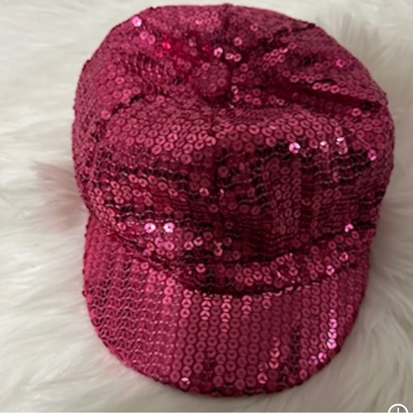 Disney Parks Girls Cabbie Hat Pink Sequin Green Mickey Mouse One